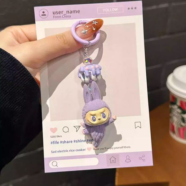 Mini Labubu Keychain Kawaii Monster Doll Bag Charm Plush Doll Accessories For Collectors