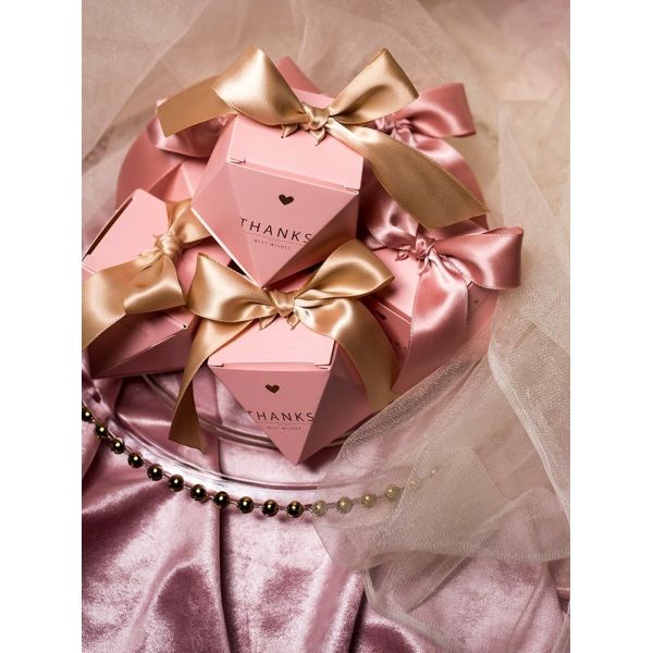 Pink European Type Fancy Paper Boxes Folding Food Candy Packaging For Wedding Gifts Party