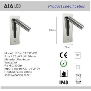 Adjustable stainless steel flexible LED headboard reading light modern aluminum