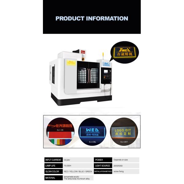 500x180mm Custom LED Name Plate 24V 220V 60mA Energy Efficient Acrylic Lampshade