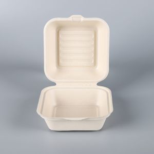 disposable Bio take away compostable clamshell food container packaging lunch