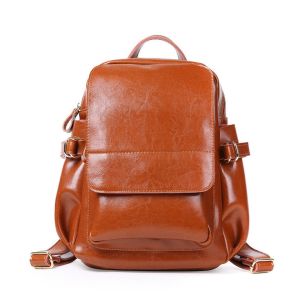 Retro Backpacks Cowhide Double Shoulder Bags Genuine Leather Travelling Bag