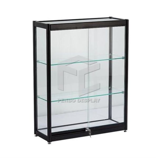 900mm High Corner Glass Display Showcase Titanium Alloy With 2Pcs LED Light