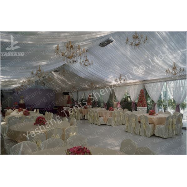 Backyard Transparent Outdoor Party Tents , Clear Party Tent Rentals With Lining Decorations