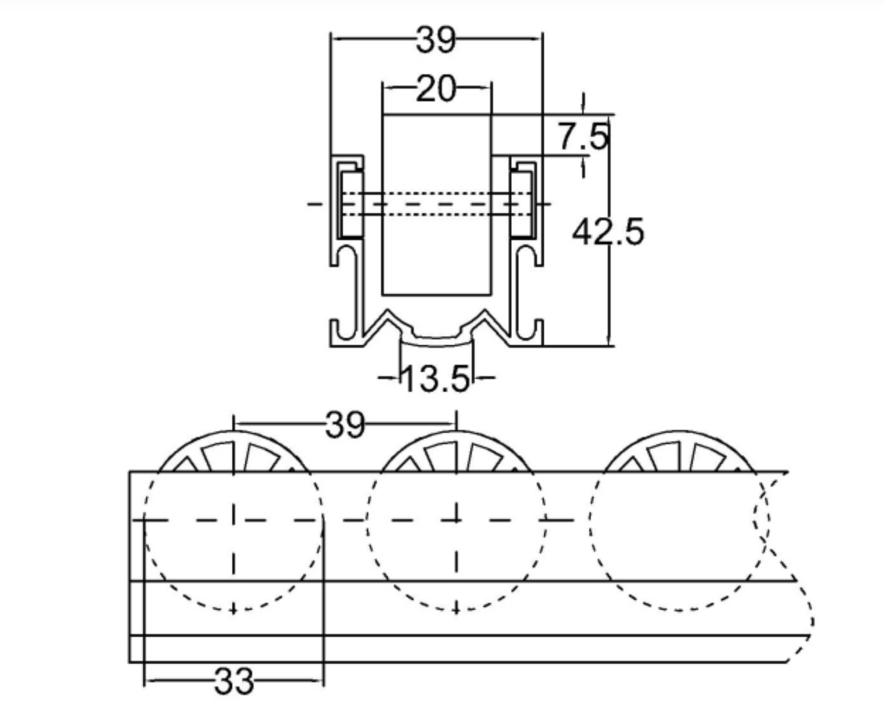 Aluminum Alloy Placon Roller Track Hight Strength Nylon Wheel