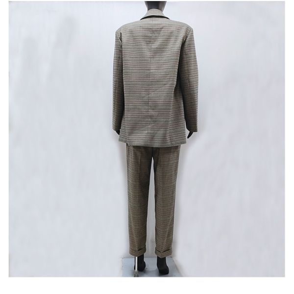 Breathable Casual Women Yarn Dyed Checkered Suit Pants