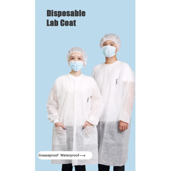 OEM Service Acceptable Multiple Color Option Disposable Lab Coat with Knitted Cuff or Elastic Cuff OEM