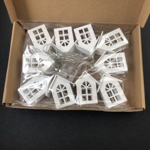 Christmas Lights 10 Led String Wooden House Lights Battery Operated Waterproof