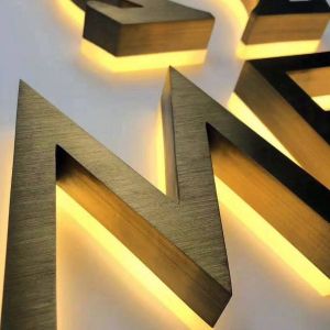 Snow 3D Titanium Gold Letters Sign for Business Letras Metalicas Schools