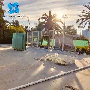 Tennis Fence Glass 12mm Clear Toughened Glass With Holes