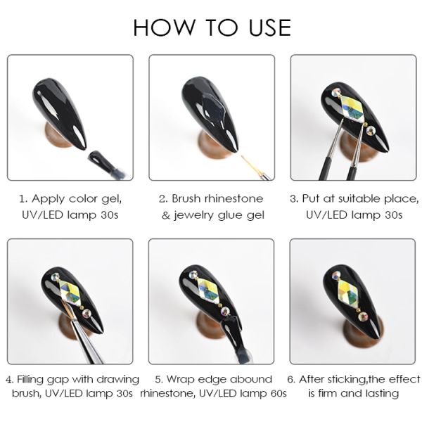 Pure Only Rhinestone Nail Gel Glue 3g Logo Customers' Logo No Label Foil Nail Glue Nail Art Adhesives Press on Nail