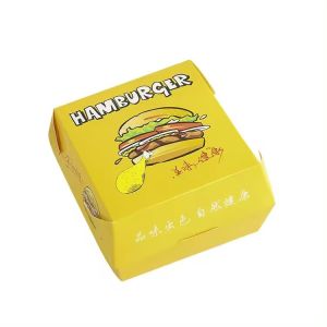 White Cardboard Hamburger Patty Box Biodegradable Burger Box Recyclable