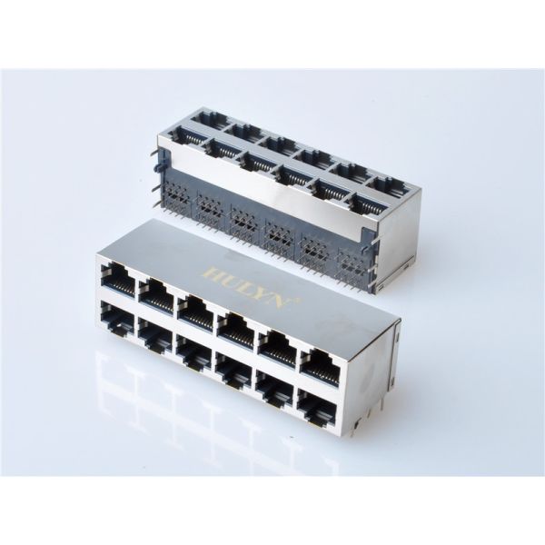 HULYN RJ45 jacks，Shielded RJ45 Modular Jack Connector, Through Hole Type, Side Entry, 2x6 Ports