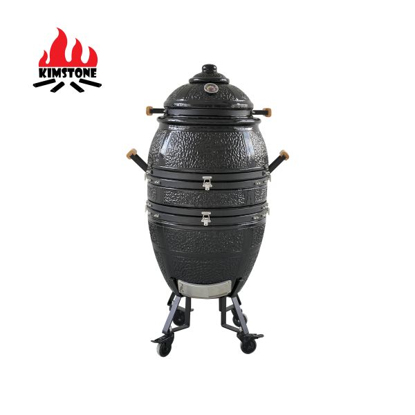 Kimstone High Quality 21 Inch Ceramic Charcoal Smoker Grill Tandoor Oven Big Space Hanging Grill Portable for Outdoor & Indoor