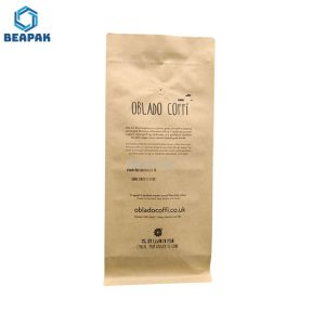 Flat Bottom k Glossy 150g Brown Kraft Paper Coffee Bags