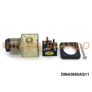 PG11 2P+E DIN43650A Solenoid Valve Connector With Led Light IP65 AC DC