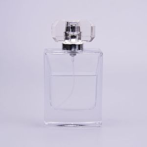 50ml Flat Glass Perfume Bottle With Clear Syrlyn cap