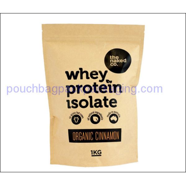 Buy Kraft pack pouch, stand up packaging pouch with zipper for protein at wholesale prices
