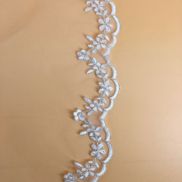 36" Embroidery Sliver Cord lace Ivory/White Bridal Veil Wedding Accessories