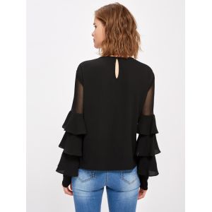 Guangzhou Clothing Factory Office Bell Sleeve Lady Blouse