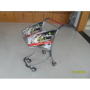 40L Supermarket Shopping Carts Trolley In Chromed Plated And Advertisement Plate