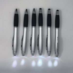 Plastic Led Light Black Ballpoint Pen Refillable Customized