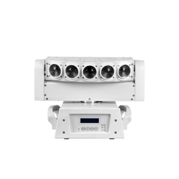 White 5pcs * 8W Moving Head Beam Light White LED Infinite Pan Movement Stage