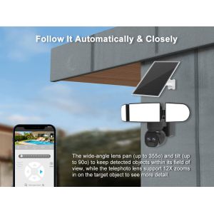 4MP Dual Lens Security Camera 6500K APP Remote Control Solar PTZ Camera