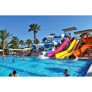 Commercial Water Park Swimming Pool Design Rainbow Fiberglass Slide Set