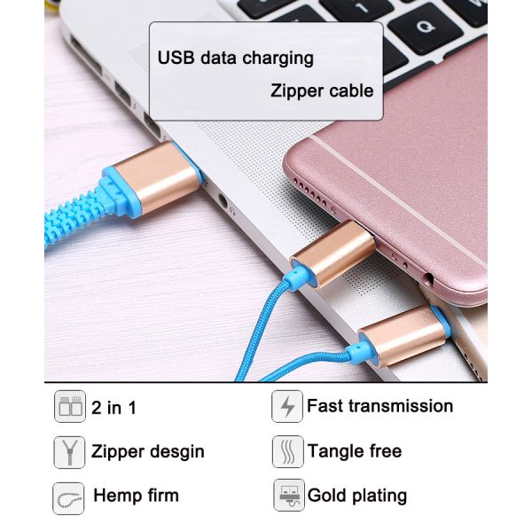 Samsung Iphone Zipper USB Data Cable High Speed USB 2.0 Data Transfer Rates