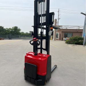 Quality High strength gearbox 1.5 ton 1500kg 3300lbs 3m stand on driving Walkie Manual truck Full Semi Hydraulic Electric Straddle Stack for sale