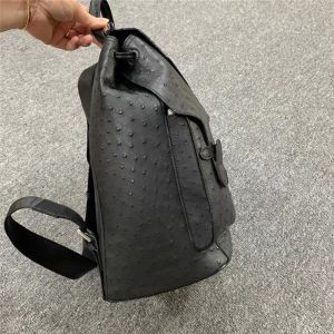 Unisex Style Authentic Ostrich Skin Drawstring Closure Women Men Backpack