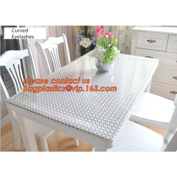 PVC Tablecloth Gold Silver Flower Soft Glass Square/Rectangle Tablecover