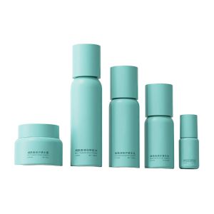 Refillable skincare bottle‌ opaque green skincare containers round shoulder PETG