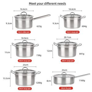 High Quality Kitchen Warethree-layer Double Bottom Stainless Steel Cookingware