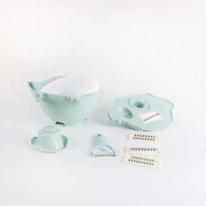 PP Sky Blue Multifunctional Vegetable Cutter With Drain Basket