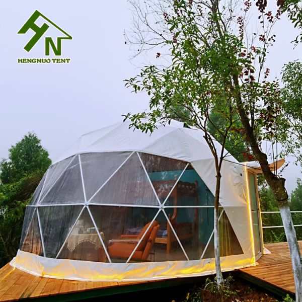 Heat Insulated Geodesic Dome Glass Door 6m Glamping Tourism Tent