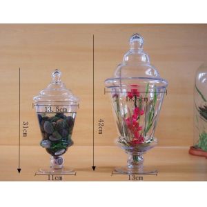 hand blow glass jar for candy or display flower doll european style with cover
