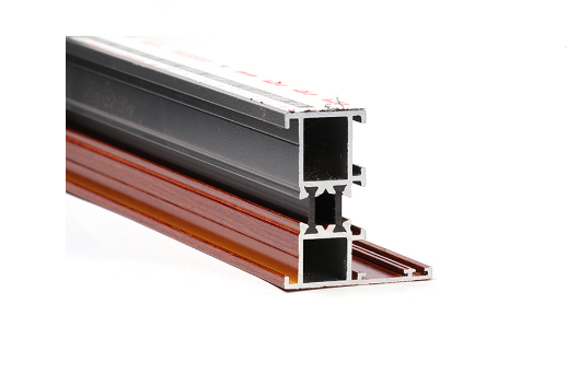 Thermal Break Wood Finish Aluminium Profiles / Wood Finish Extrusion Profile For Sliding Window