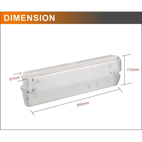 Emergency Led Lamps Manufacturer Supply Emergency Lighting Plastic Rechargeable Recessed IP65 Waterproof White Li-ion 60
