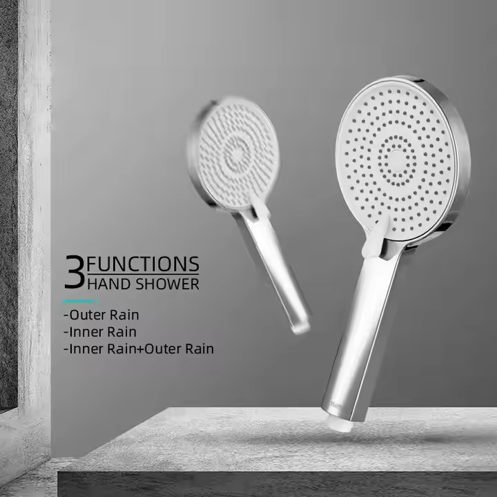 Round Shape Handheld High Pressure Bathroom Hand Held Shower Head With Easy To Clean Silicone Jets