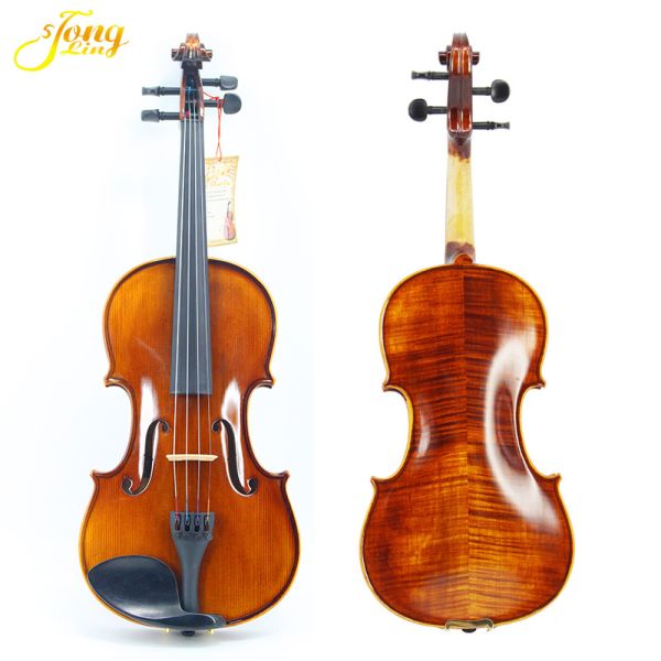 Hot Sale 4/4-1/8 Size Plywood Body with Very Nice Flamed Veneer on Top Student Violin