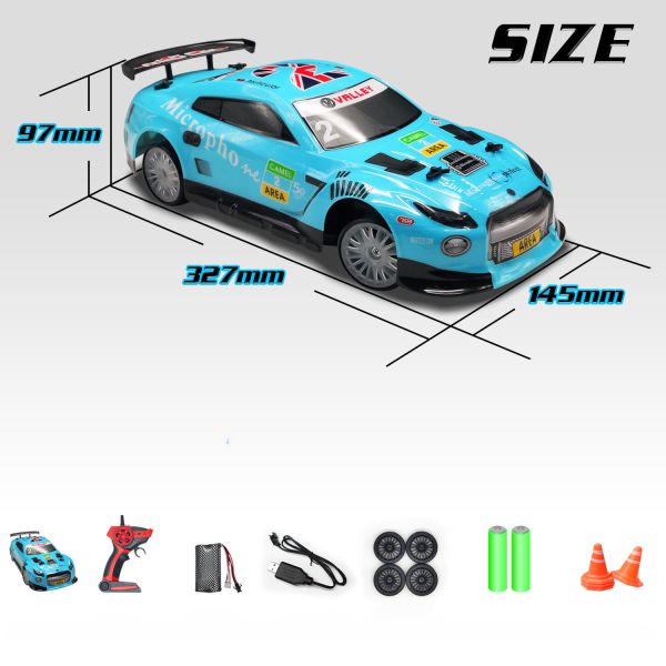 1 14 Ratio LED Light Drift Electric 4WD Racing Car with 2.4G Speed Remote Control