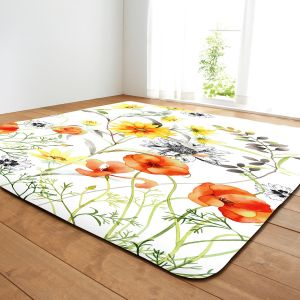 Painted Flower Polyester Bedroom Floor Carpets 6x9 Rug Under Dining Table