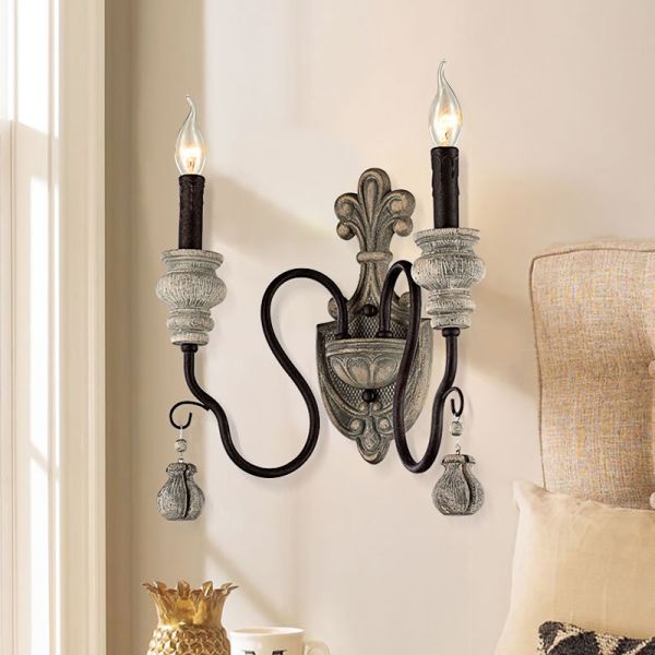 Vintage Wall Lamp Wood Iron Wall Light Bedroom Bedside Living Room loft wall light (WH-VR-58)