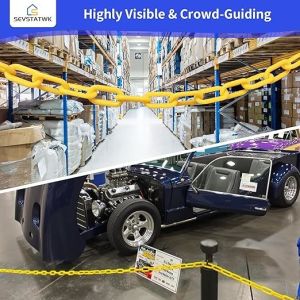 50 Feet Yellow Plastic Chain for Indoor and Outdoor Use with 100 Feet Length