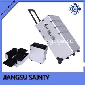 Quality Solid silver diamond ABS rolling beauty case for sale