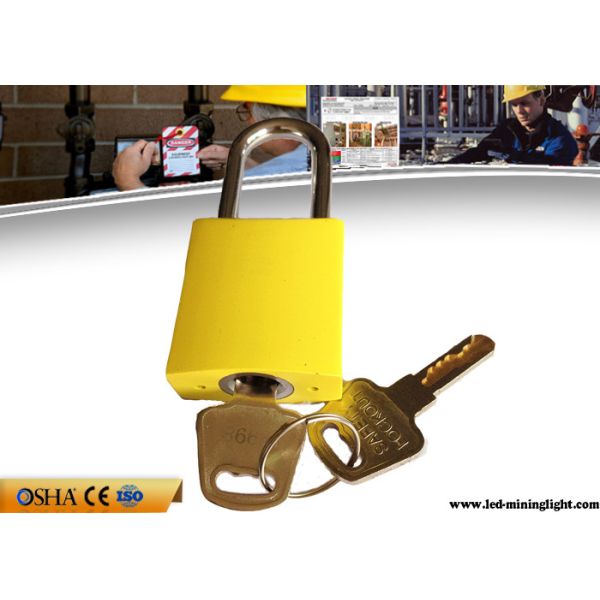 Buy Different Key Yellow Aluminum Safety Lockout Padlock with Brass Key at wholesale prices