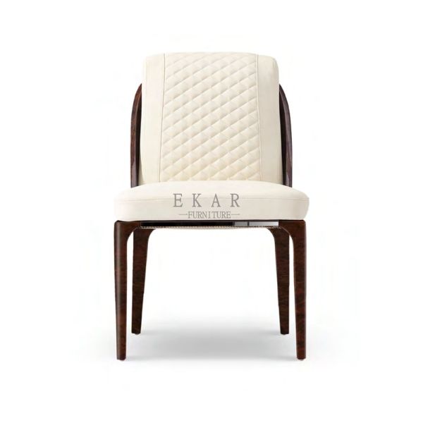Buy Wooden Legs Upholstered White Genuine Leather Dining Chair  W006D6 at wholesale prices