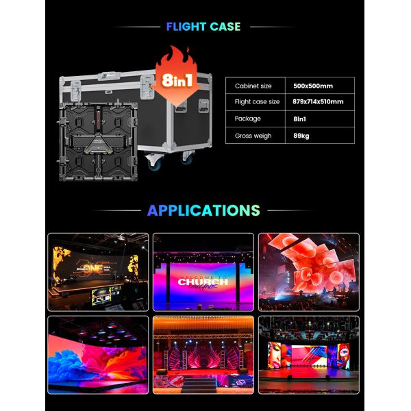 Quick Installing 500x1000mm Super Light Video Wall Panel P2.6 P2.97 P3.91 Outdoor Ip67 Led Screen for Stage Rental Display